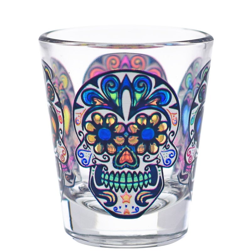 Culver Sugar Skulls Decorated Shot Glasses, 1.75-Ounce, Set of 4 - Image 3